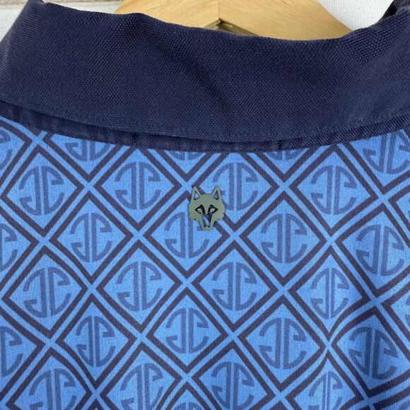 Greyson‎ Golf Polo Shirt West Flag Mongoose Blue Geometric Print Mens XL - Picture 5 of 7